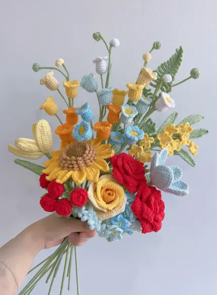 Different types of handmade crochet flowers