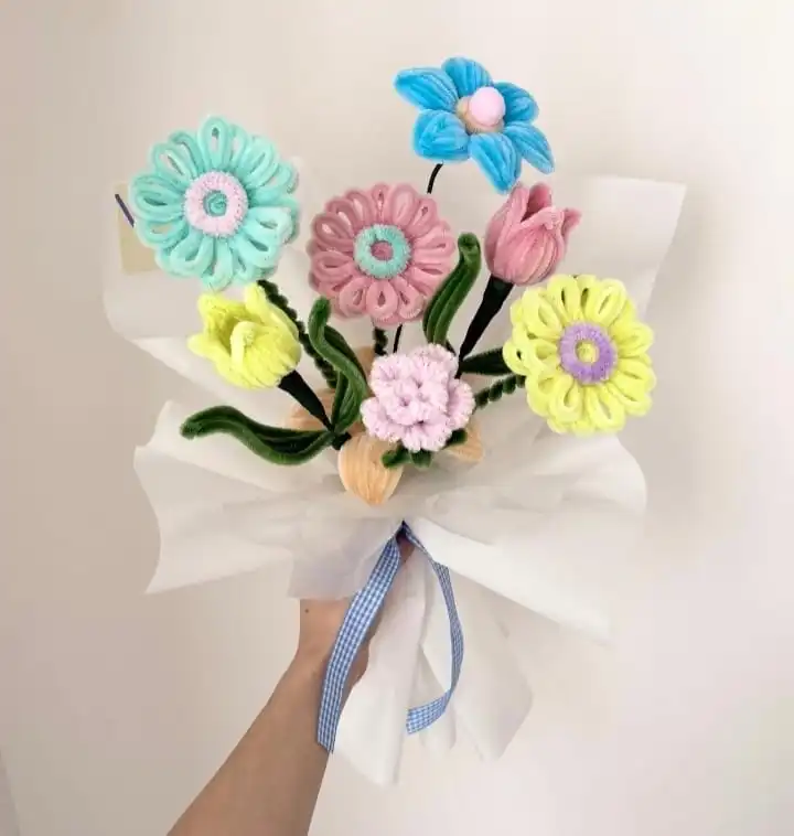Handmade pipe cleaner flowers   