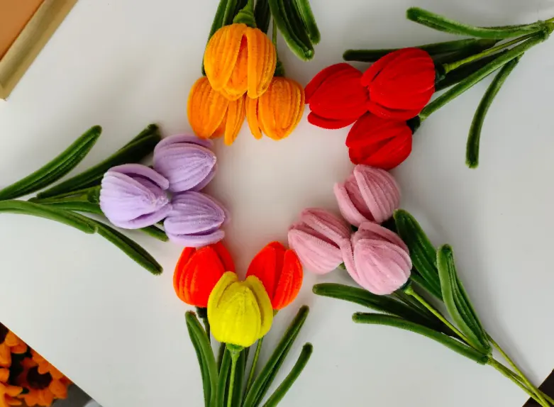 Handmade pipe cleaner tulip flower