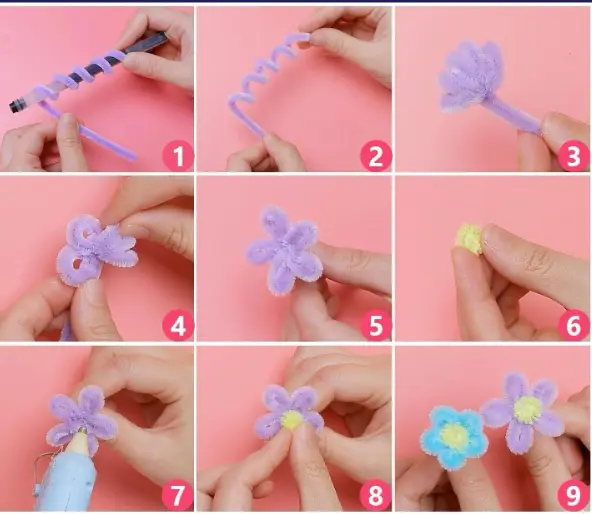 Steps for making a pipe cleaner flower